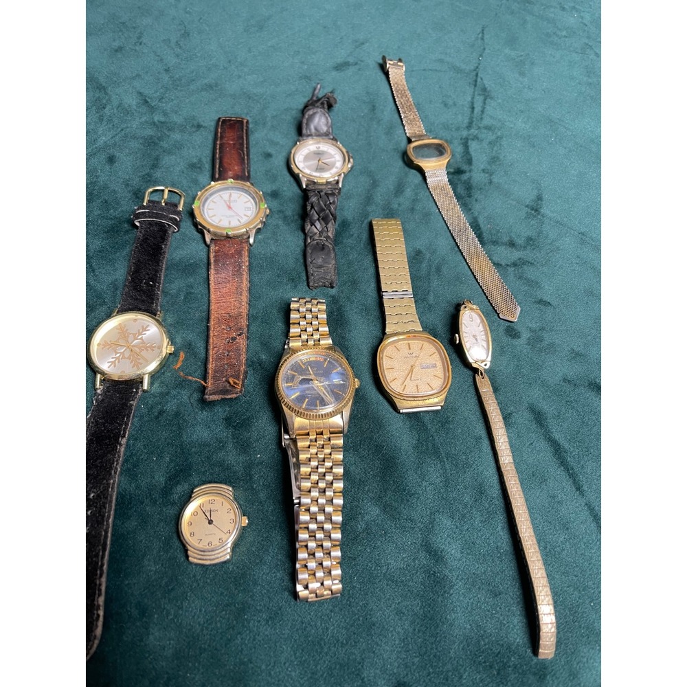 Vintage Watch Lot 8pc Waltham Armitron Edison Repair Parts Restoration Project